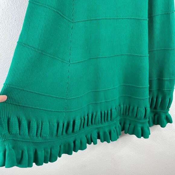 Maeve By Anthropologie Kelly Green Knit Fitted Retro Dress size Medium - Picture 3 of 12